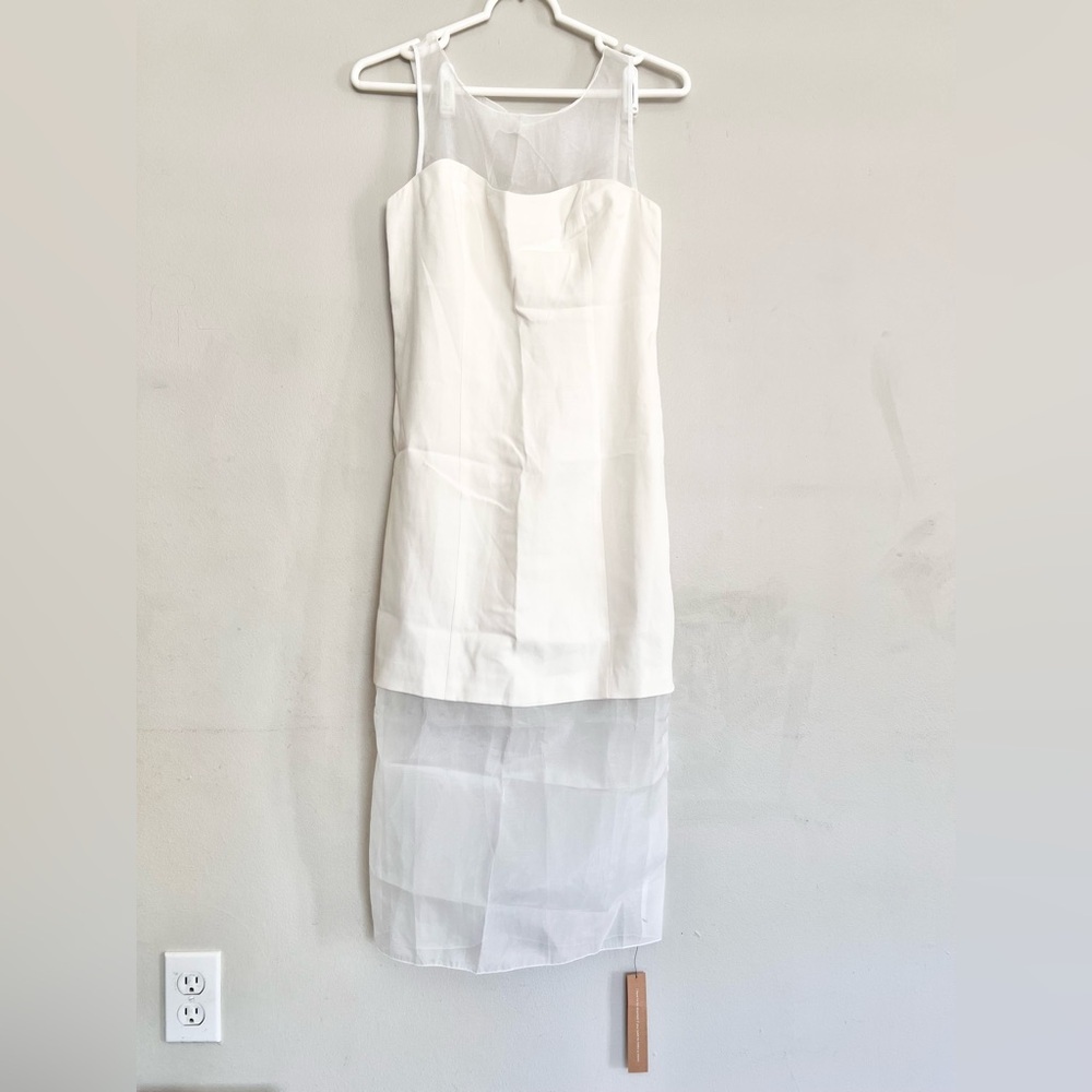 NWT Reformation Eydie Crepe Sheer Panel White Midi Dress Size 4 - Picture 4 of 11